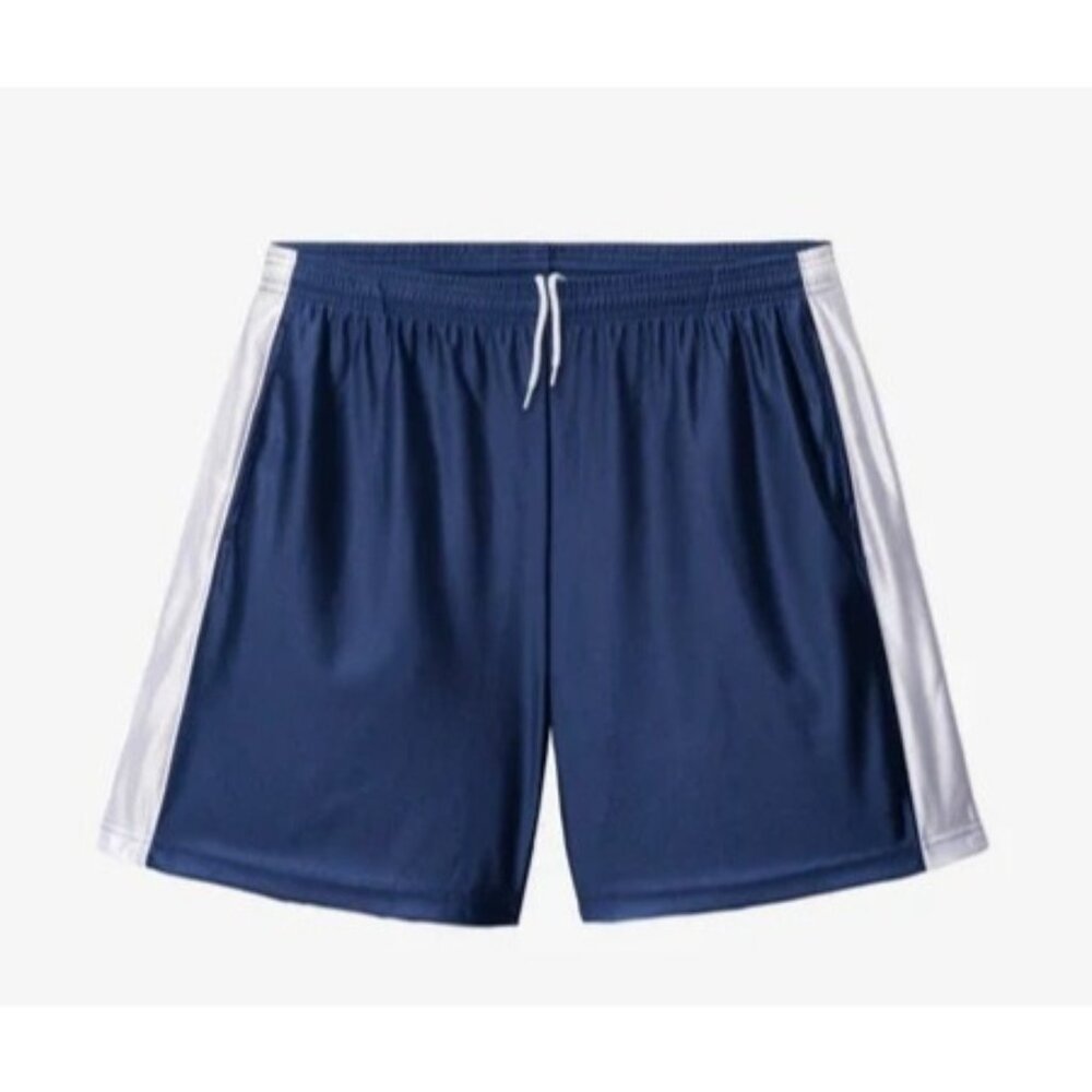 Los Angeles Apparel 2 Tone Heavy Dazzle Athletic Shorts in Navy White